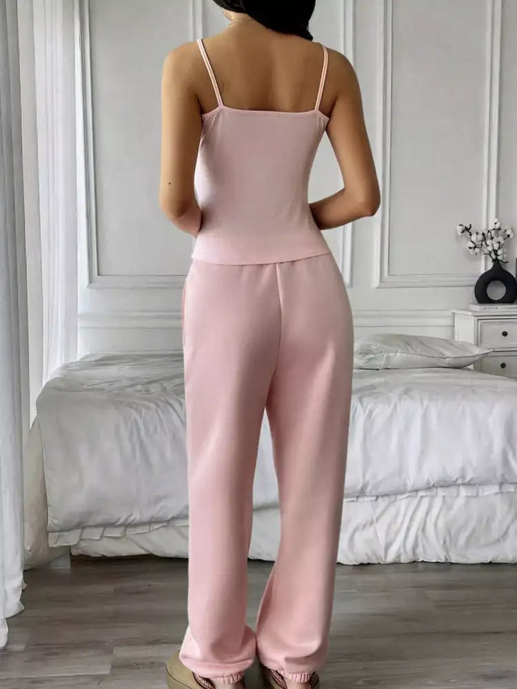Solid Color Cami and Pants Set