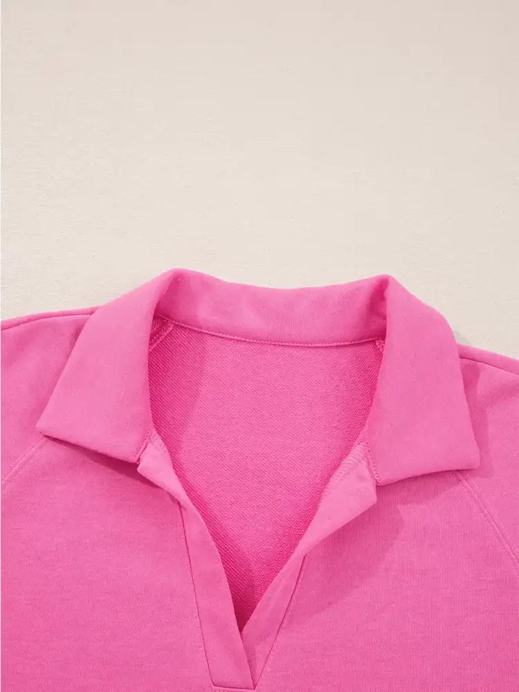 Solid Color Collared Pullover and Central Seam Pants Set