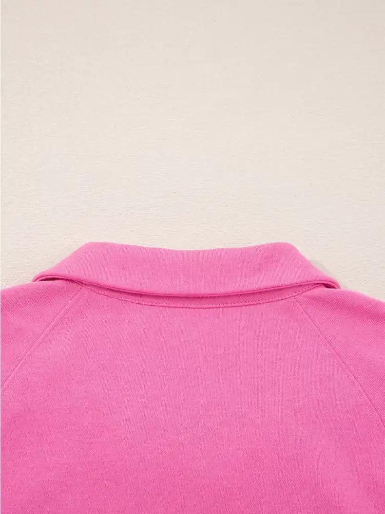 Solid Color Collared Pullover and Central Seam Pants Set