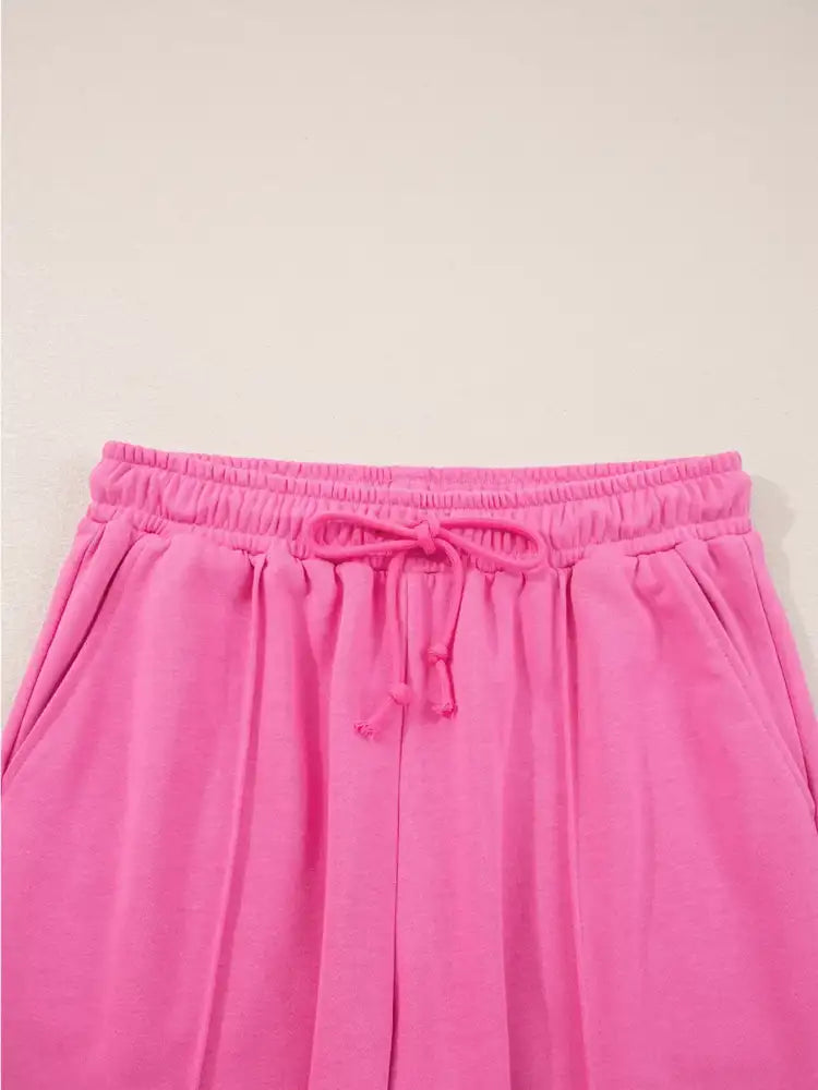 Solid Color Collared Pullover and Central Seam Pants Set