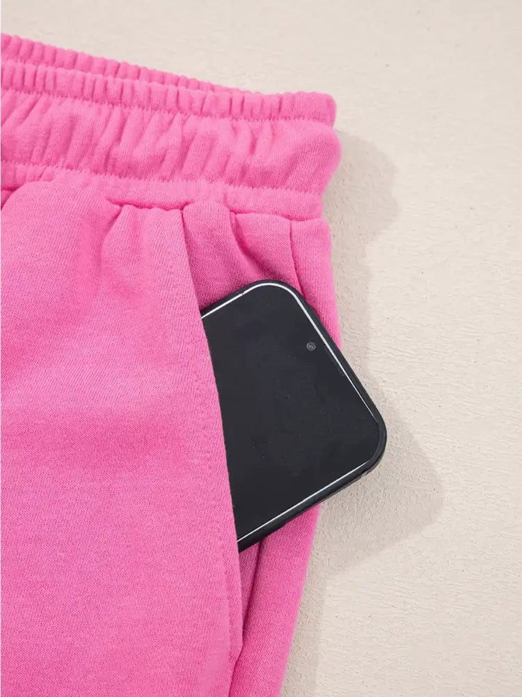 Solid Color Collared Pullover and Central Seam Pants Set