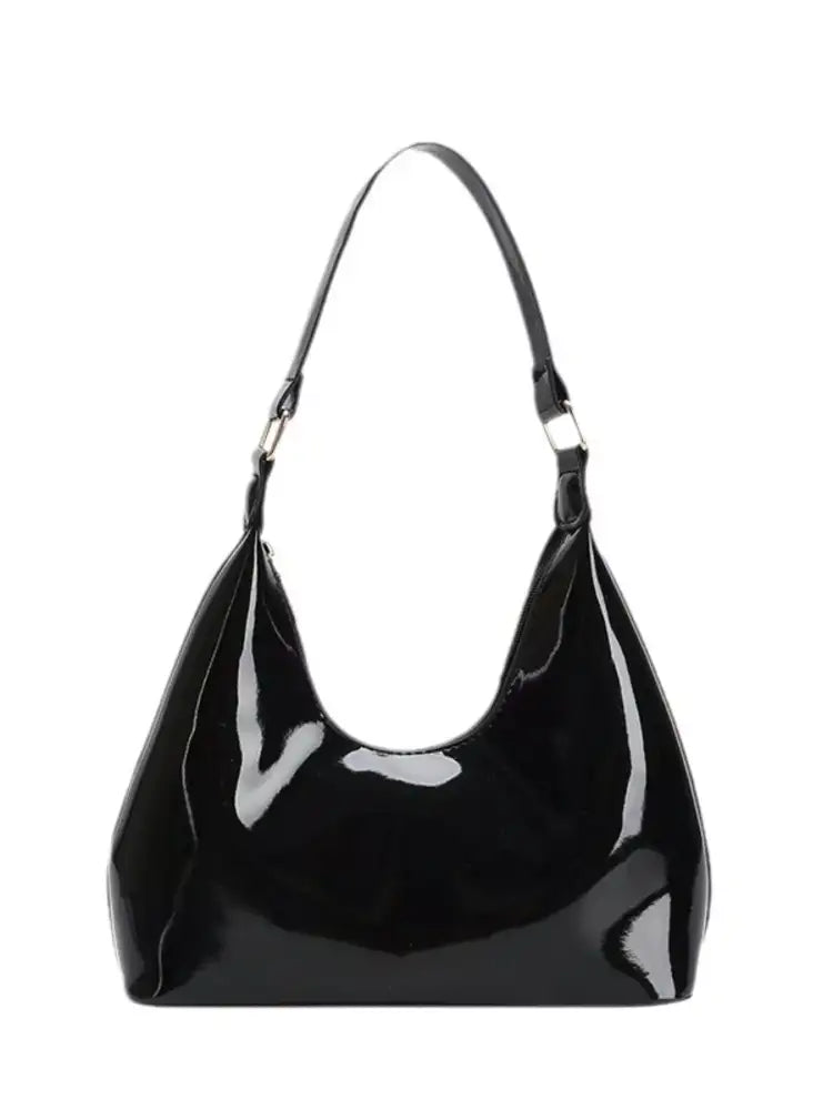 Solid Color Leather Shoulder Bag