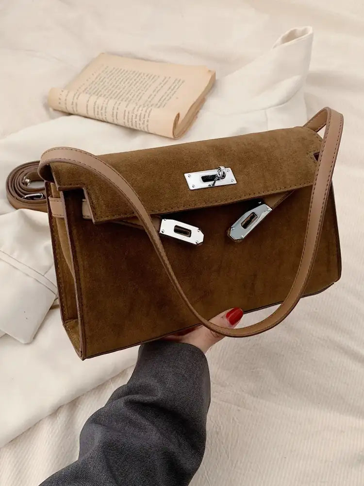 Solid Color Polyester Shoulder Bag