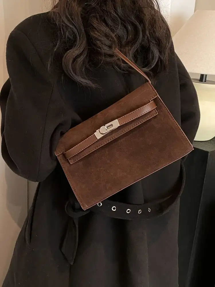 Solid Color Polyester Shoulder Bag