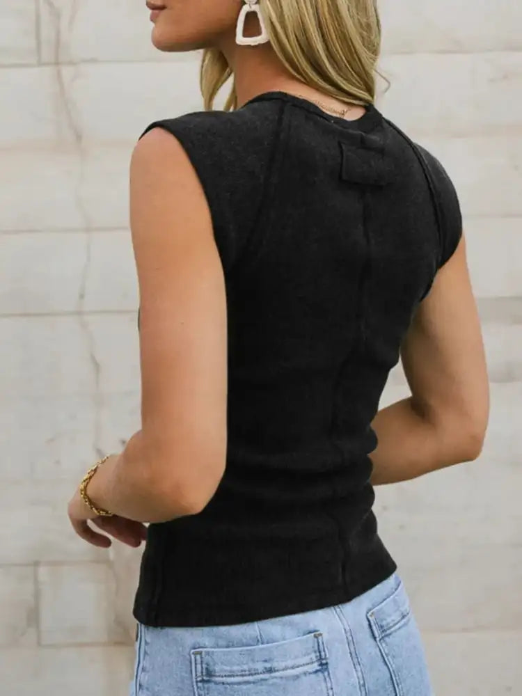 Solid Color Round Neck T-Shirt