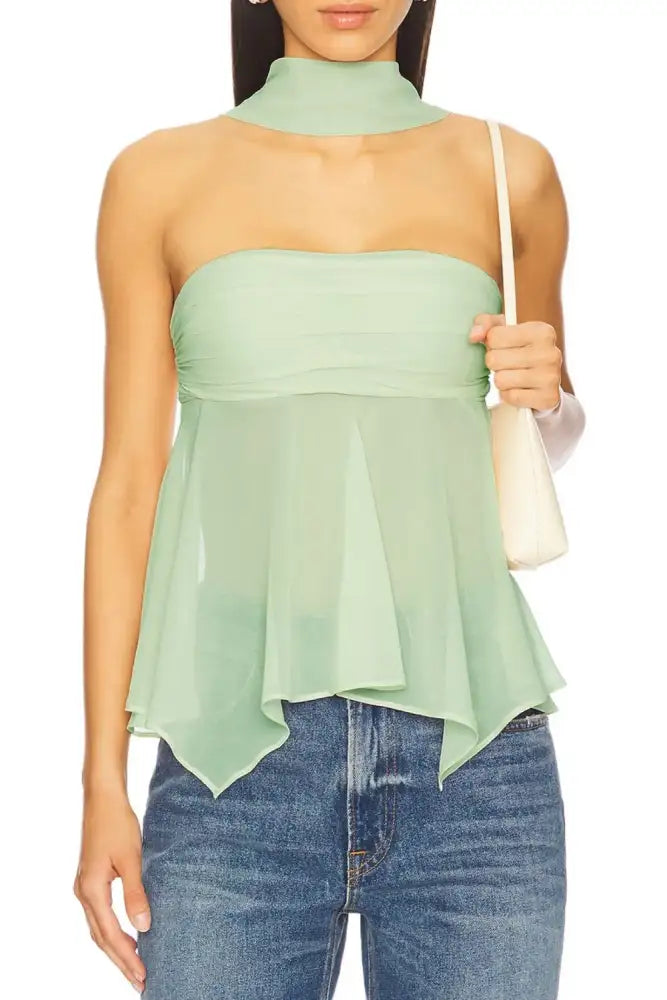 Solid Color Tube Top with Scarf