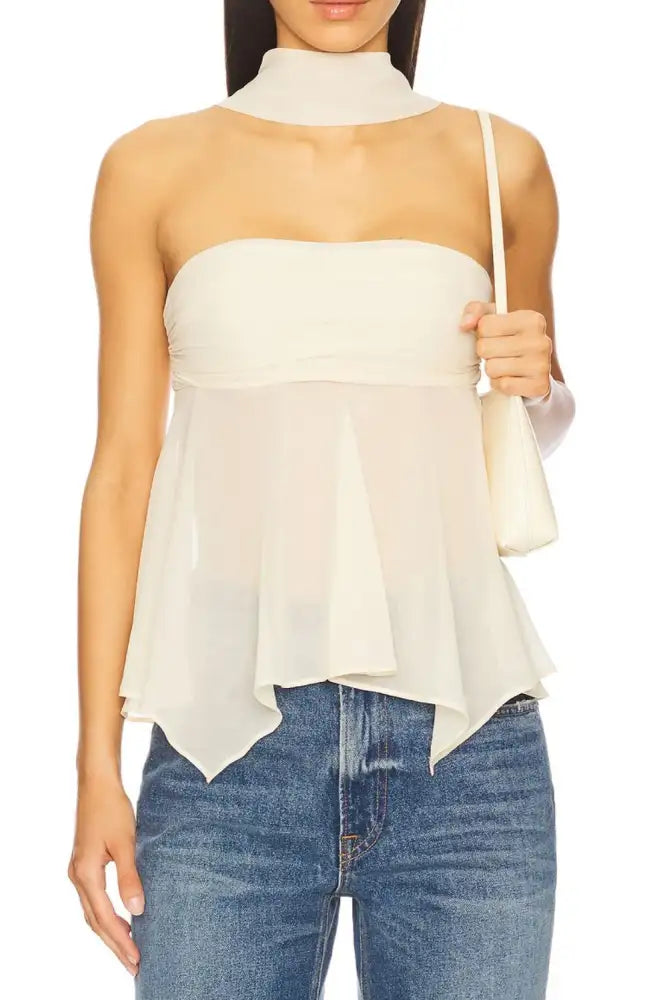 Solid Color Tube Top with Scarf