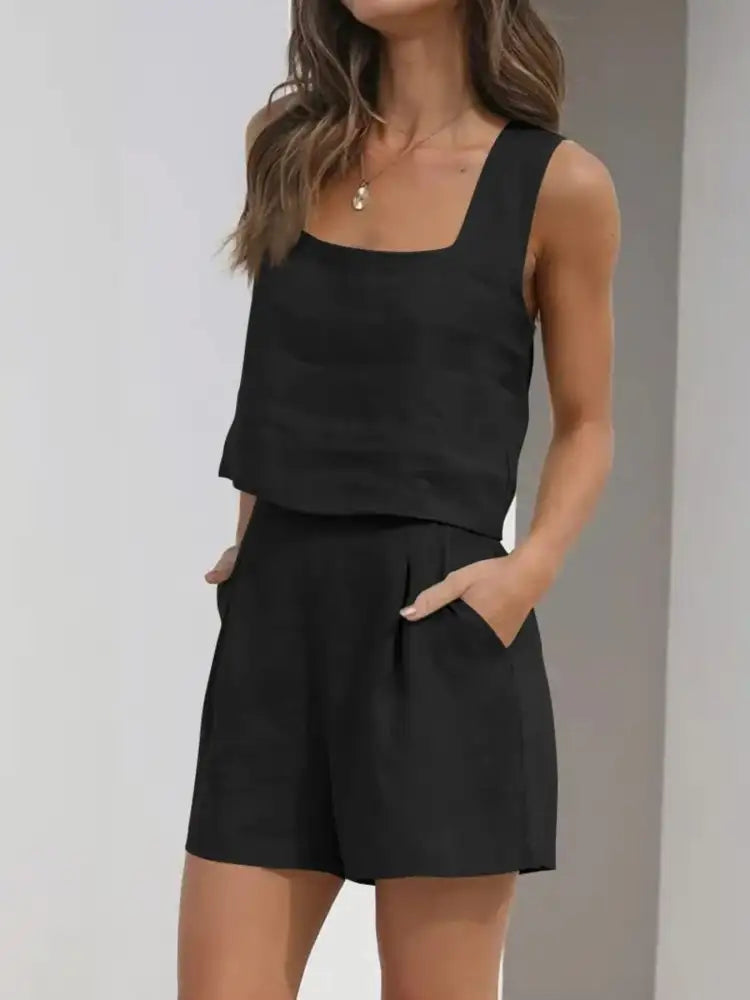 Square Neck Tank and Shorts Set