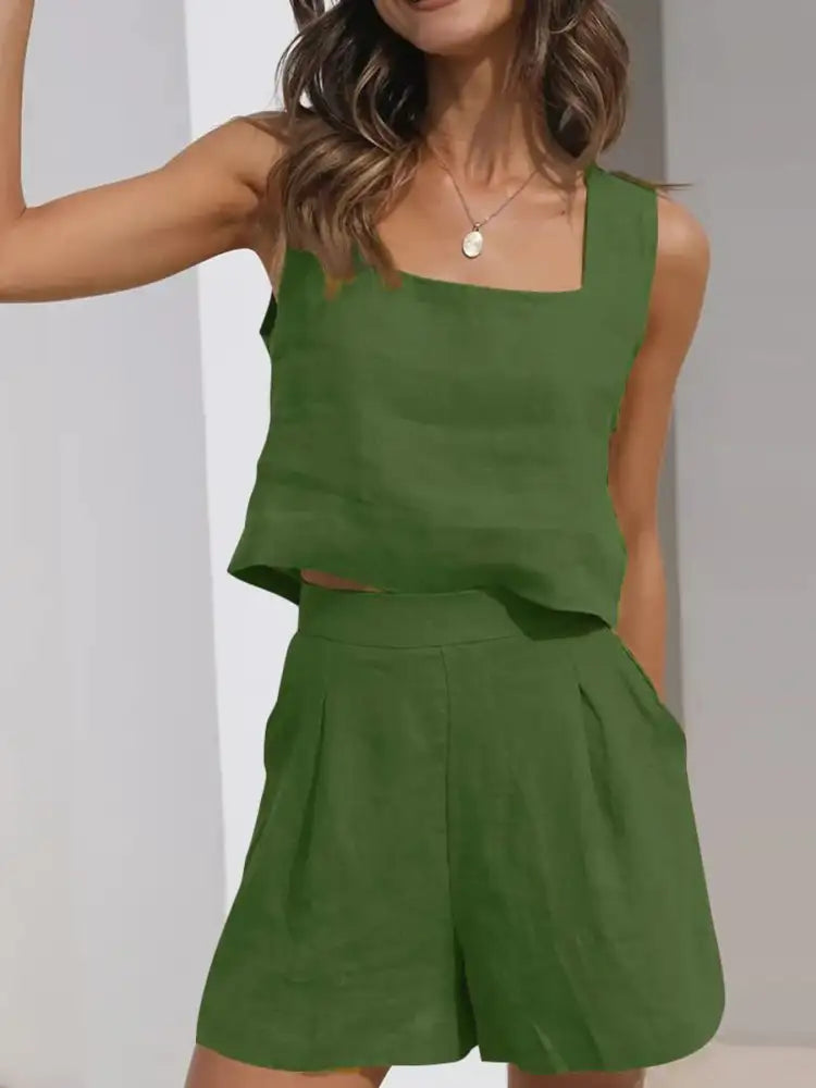 Square Neck Tank and Shorts Set