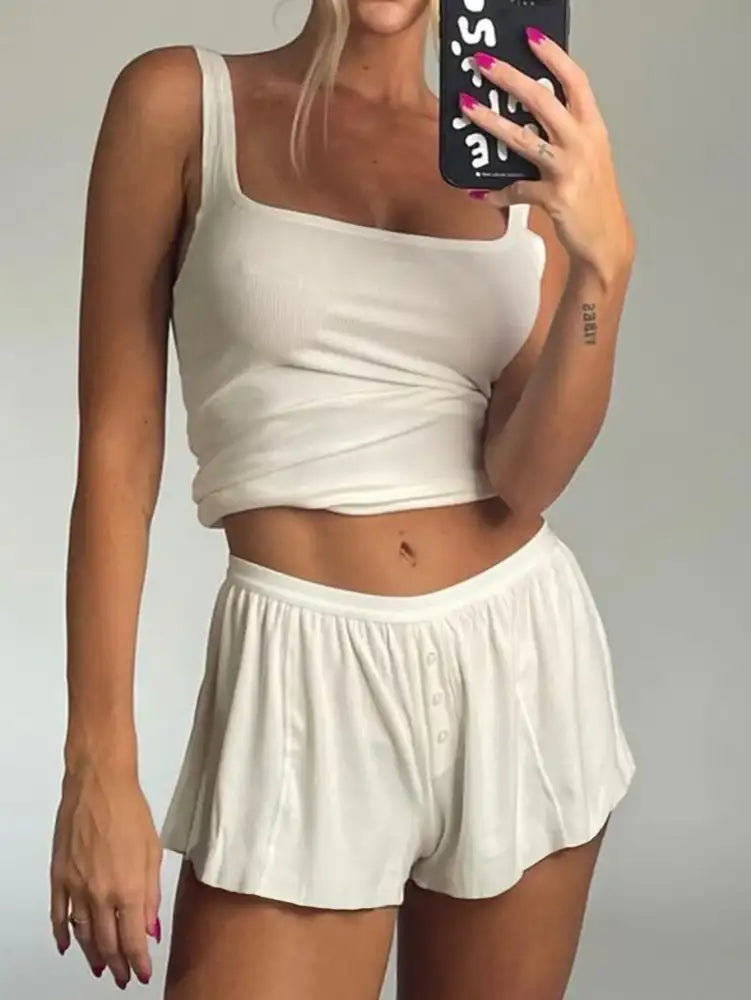 Square Neck Tank and Shorts Set