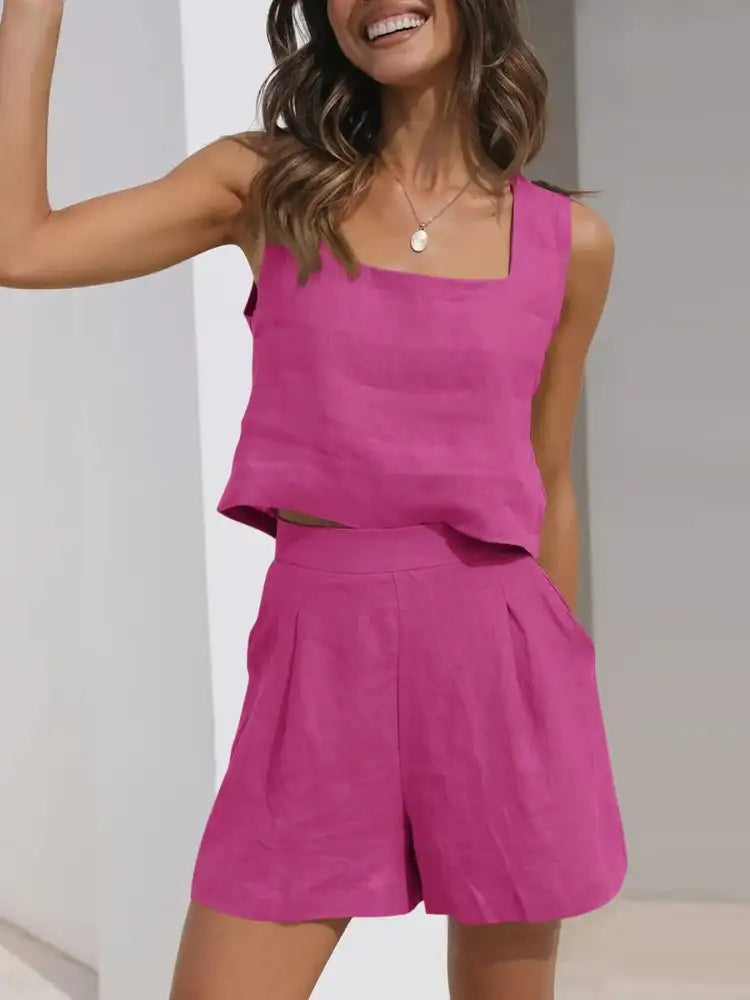 Square Neck Tank and Shorts Set