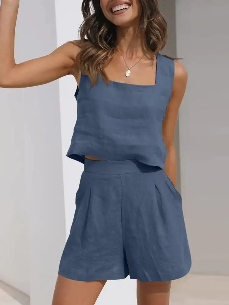 Square Neck Tank and Shorts Set