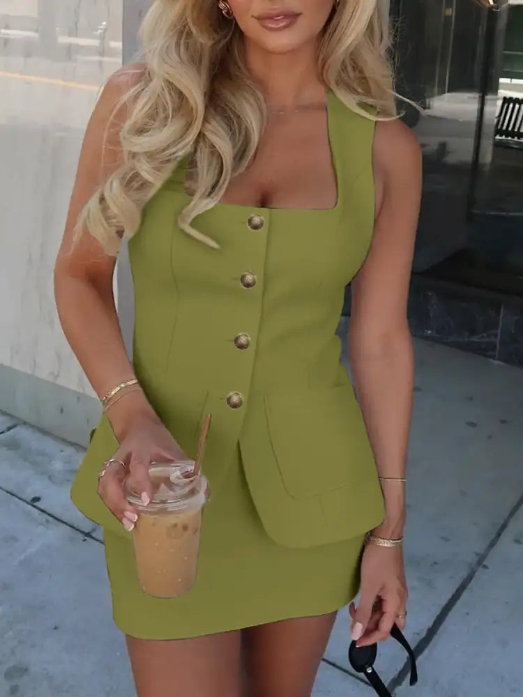 Square Neck Tank and Skirt Set