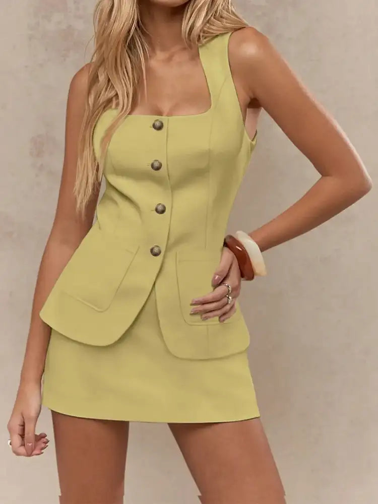 Square Neck Tank and Skirt Set