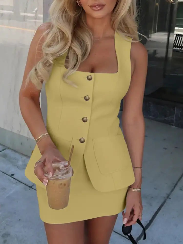 Square Neck Tank and Skirt Set