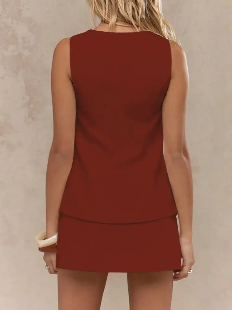 Square Neck Tank and Skirt Set