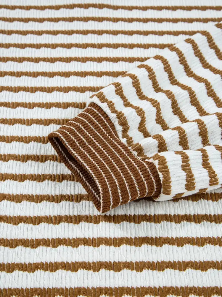 Stripe Collared Top and Drawstring Pant Set