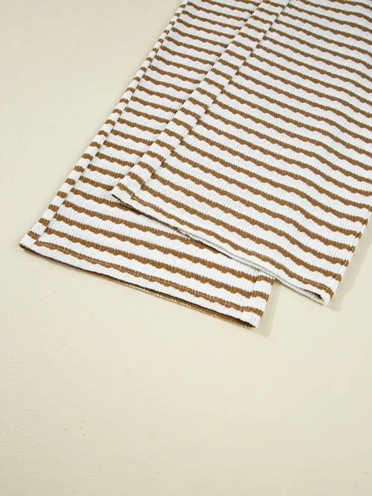 Stripe Collared Top and Drawstring Pant Set