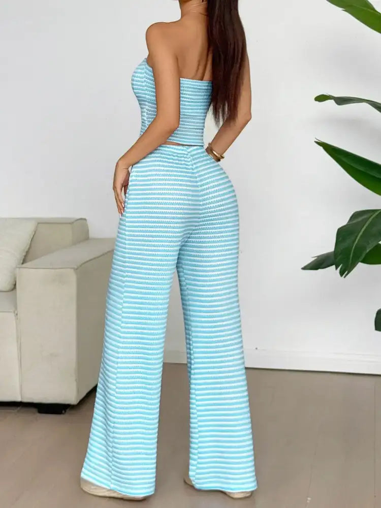 Stripe Tube Top and Pants Set