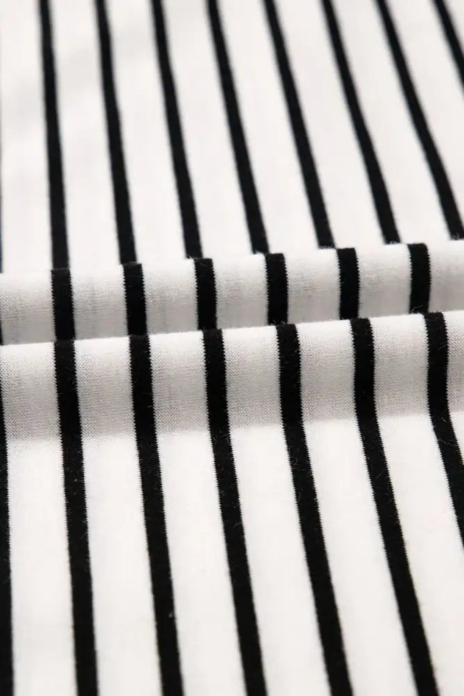 Stripe V Neck Tee and Casual Shorts Set