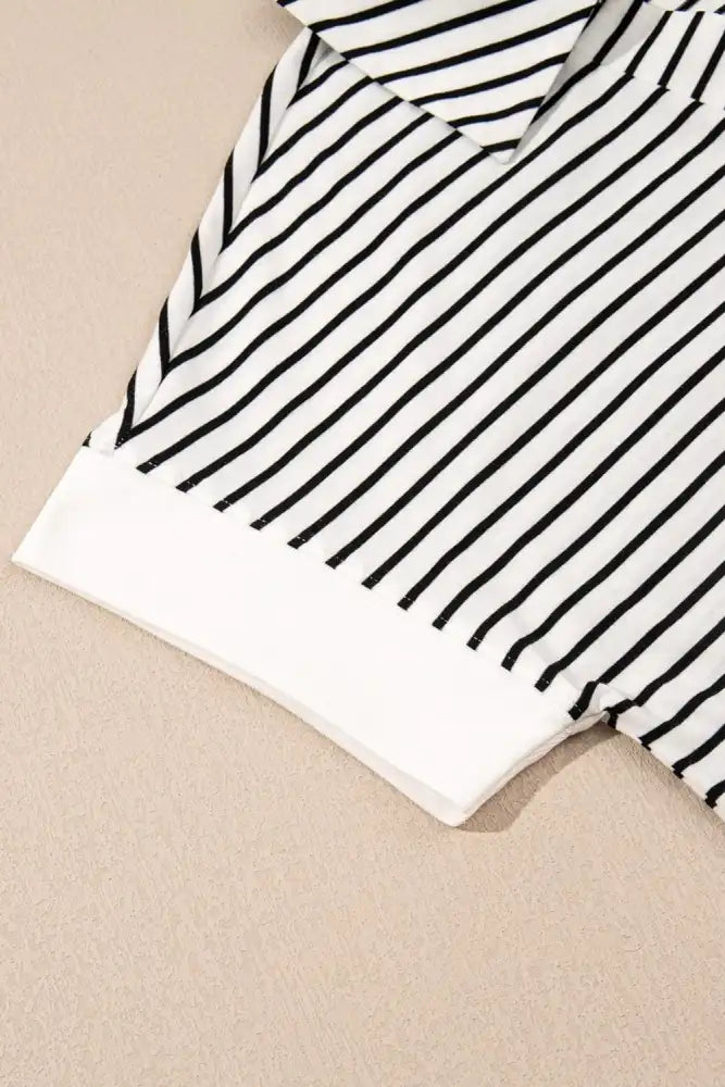 Stripe V Neck Tee and Casual Shorts Set