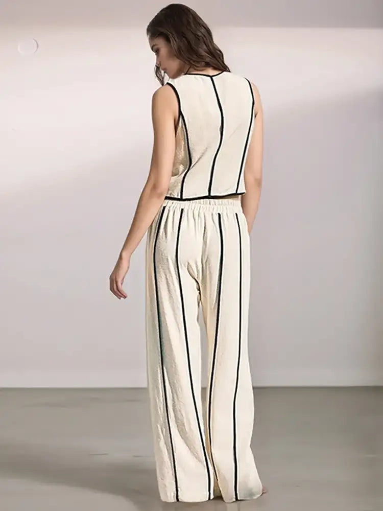 Stripe Vest and Pants Two-Piece Set