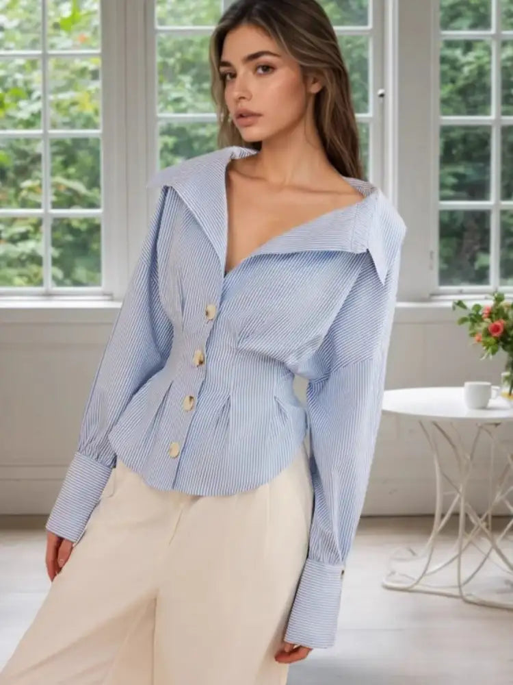 Striped Button-Up Long Sleeve Shirt