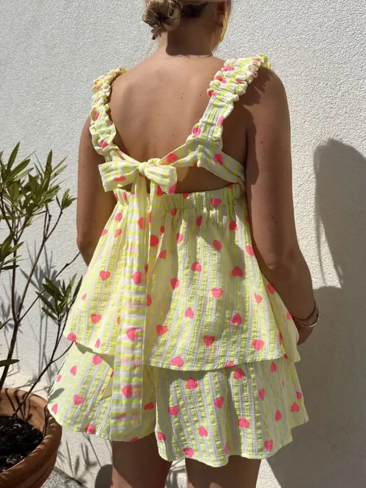 Striped Heart Cami Top and Shorts Set