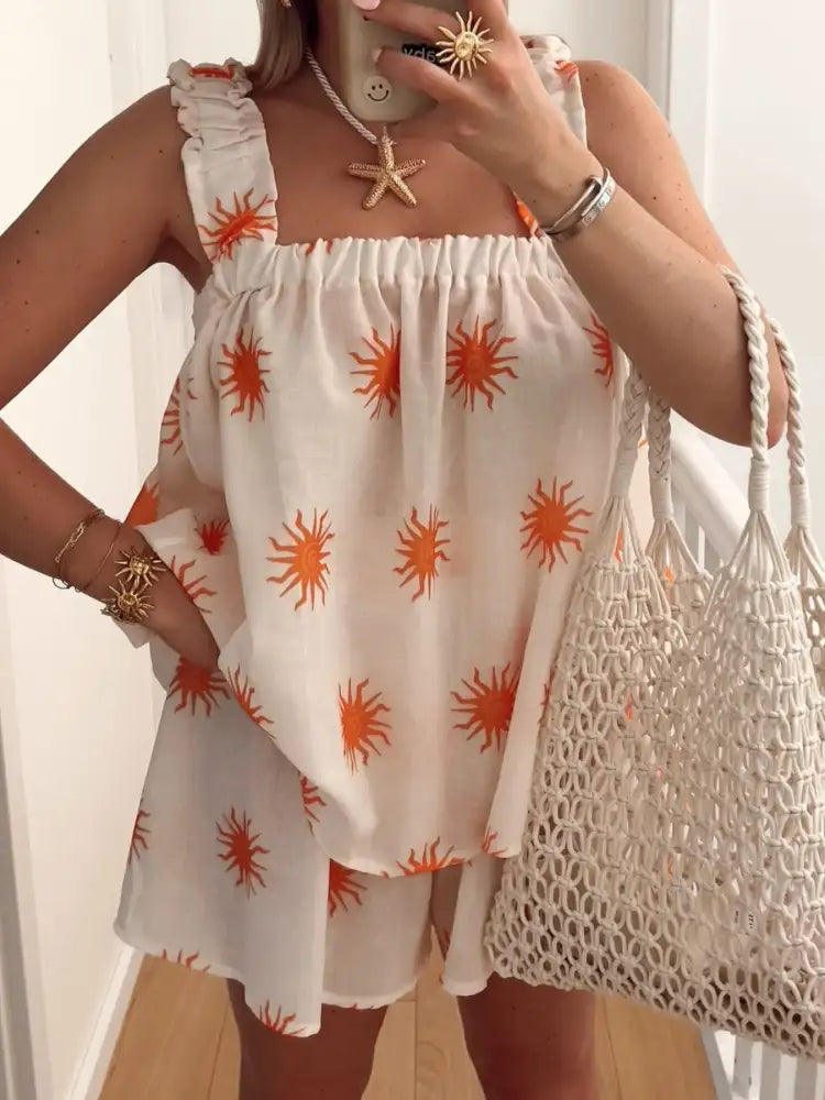 Striped Heart Cami Top and Shorts Set