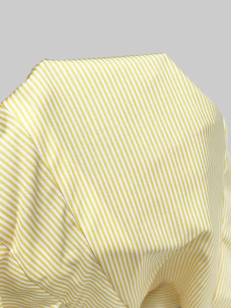 Striped Puff Sleeve Button-Up Shirt