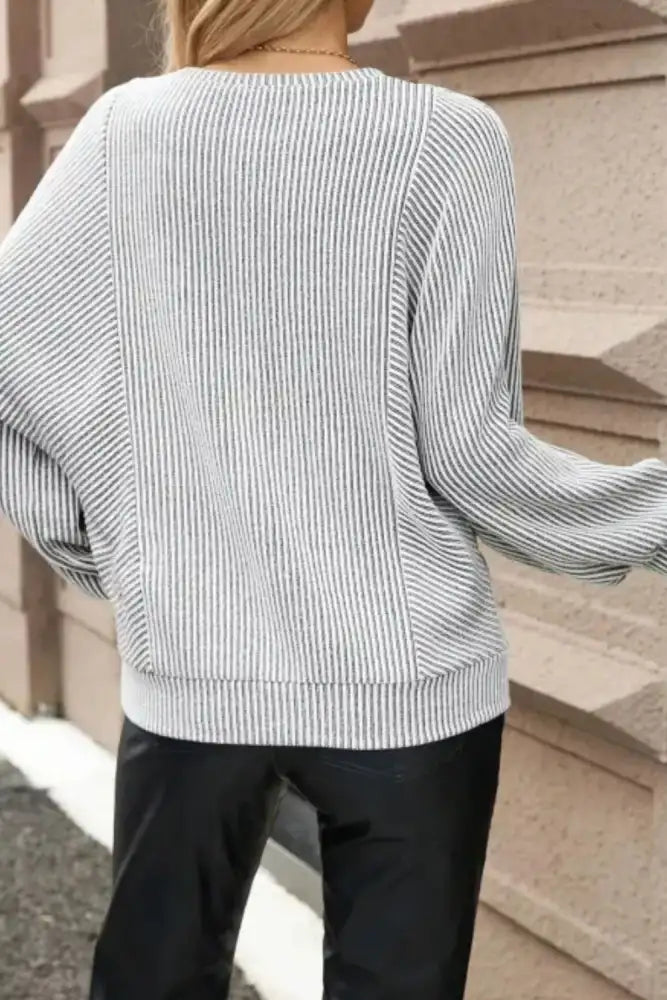 Striped Round Neck Long Sleeve Top