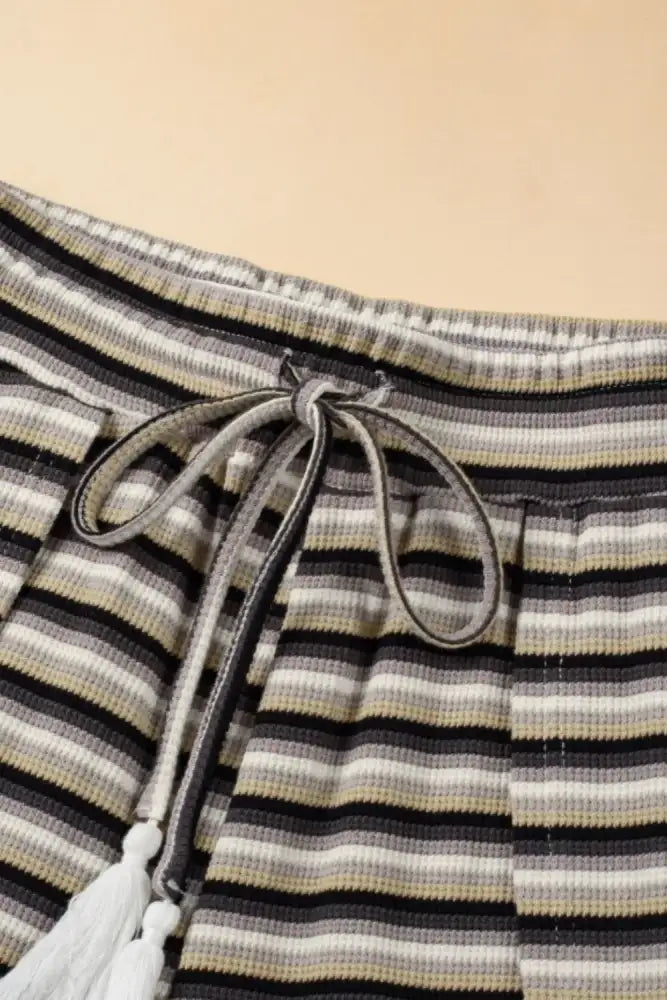 Striped Round Neck Short Sleeve Top and Pants Set