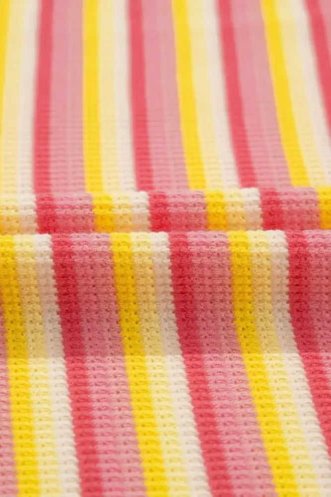 Striped Round Neck Short Sleeve Top and Pants Set