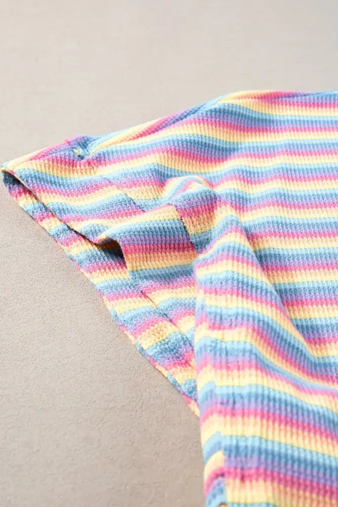 Striped Round Neck Short Sleeve Top and Pants Set