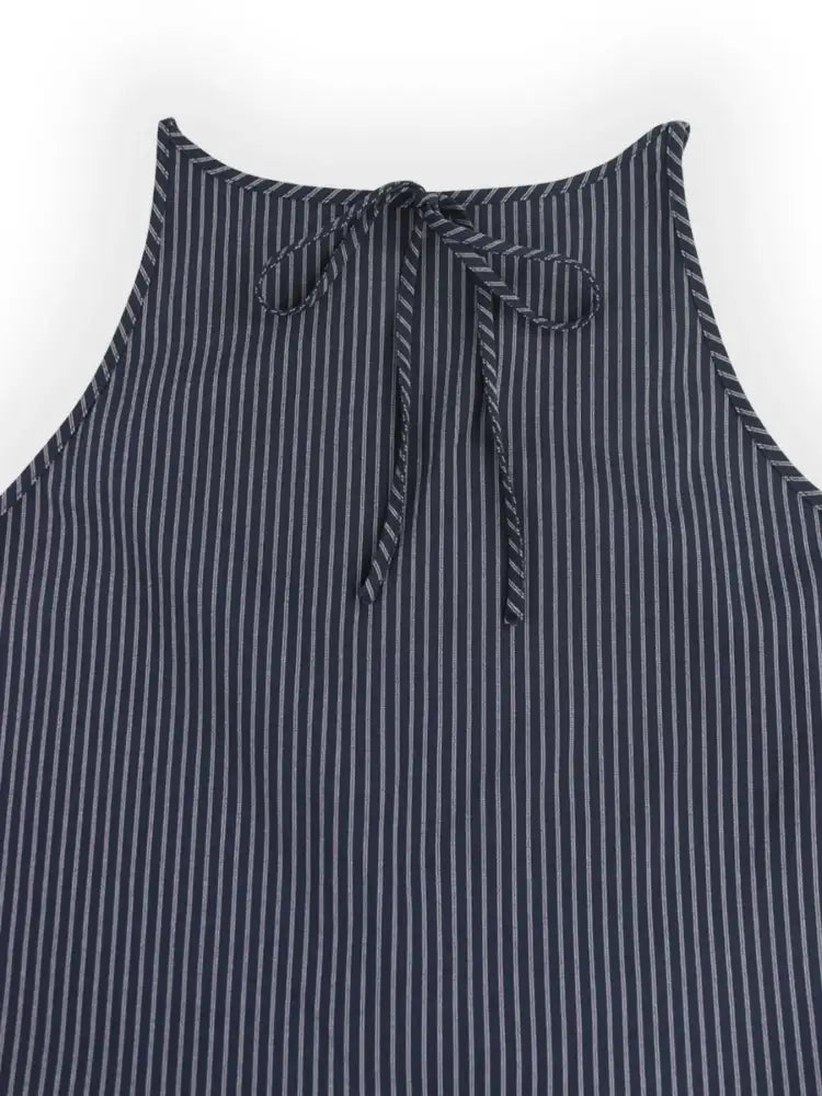 Striped Round Neck Tank and Wide Leg Pants Set