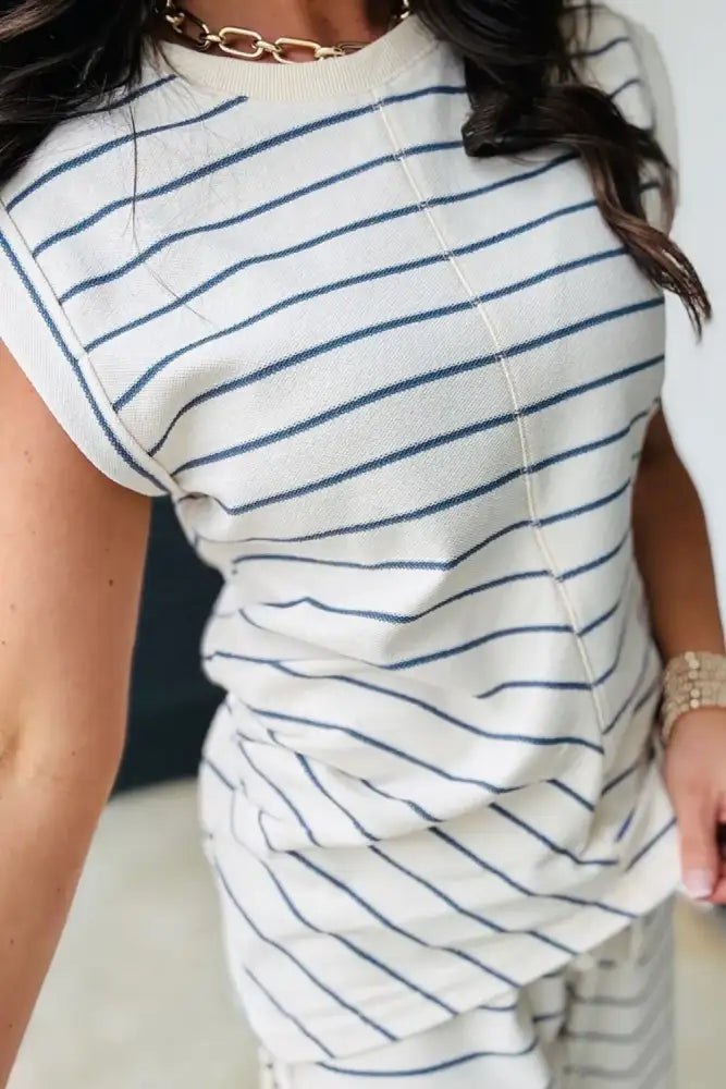 Striped Round Neck Top and Pants Set