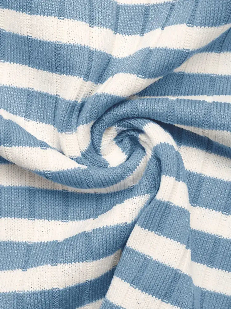 Striped Square Neck Long Sleeve Top and Pants Lounge Set