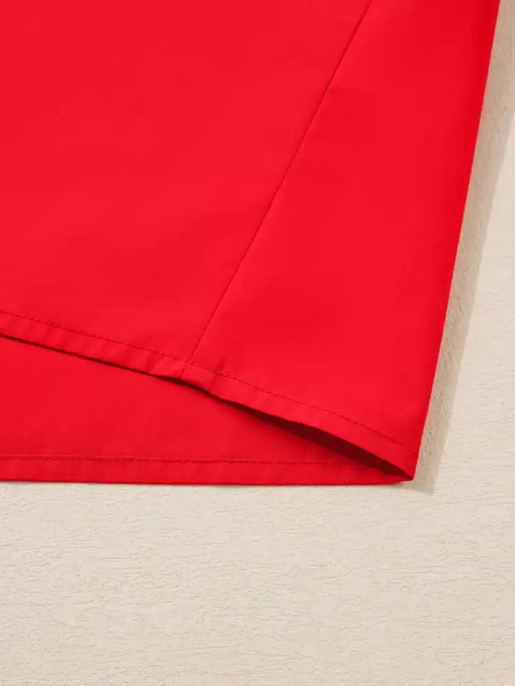 Striped Trim Ruffle Split Neck Long Sleeve Blouse