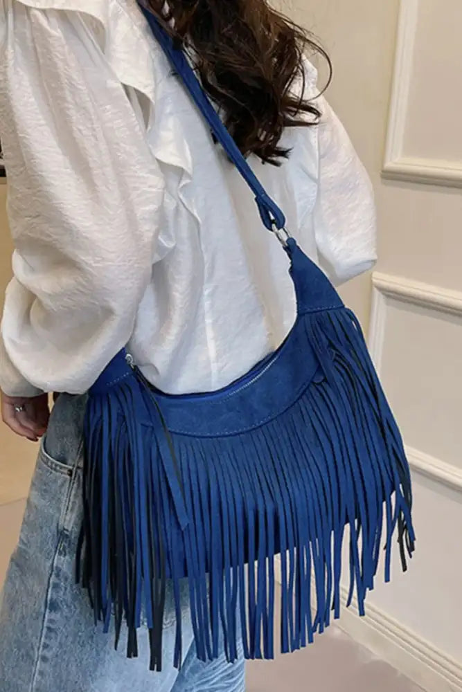 Suede Fringe Adjustable Strap Shoulder Bag