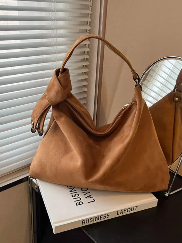 Suede Knot Shoulder Bag