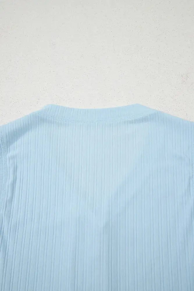 Summer Ribbed Sleeveless Drawstring Romper