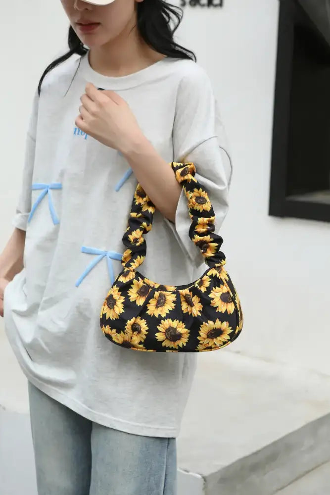 Sunflower Print Shoulder Bag