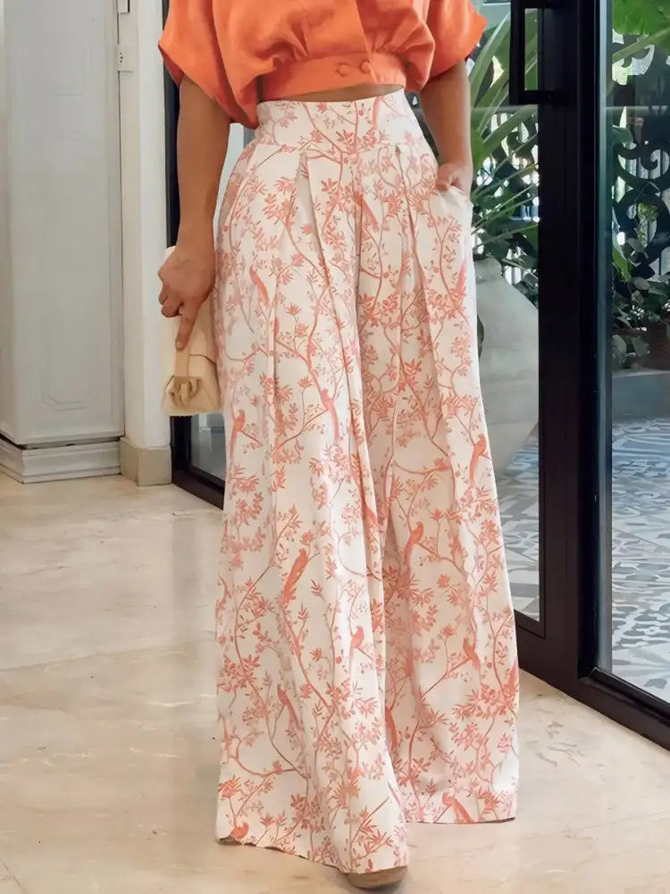 Surplice Top and High Waist Pants Set