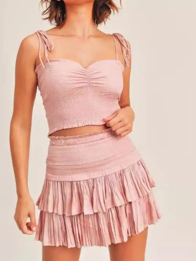 Sweetheart Neck Cami and Skirt Set