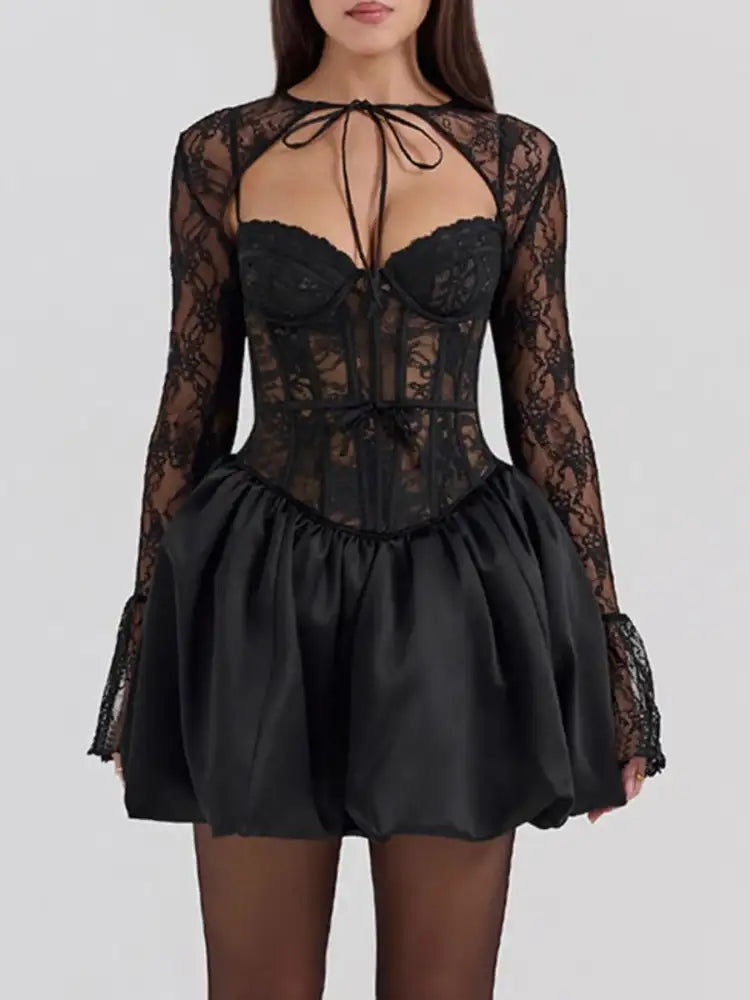 Sweetheart Neck Lace Dress and Cover Up Set
