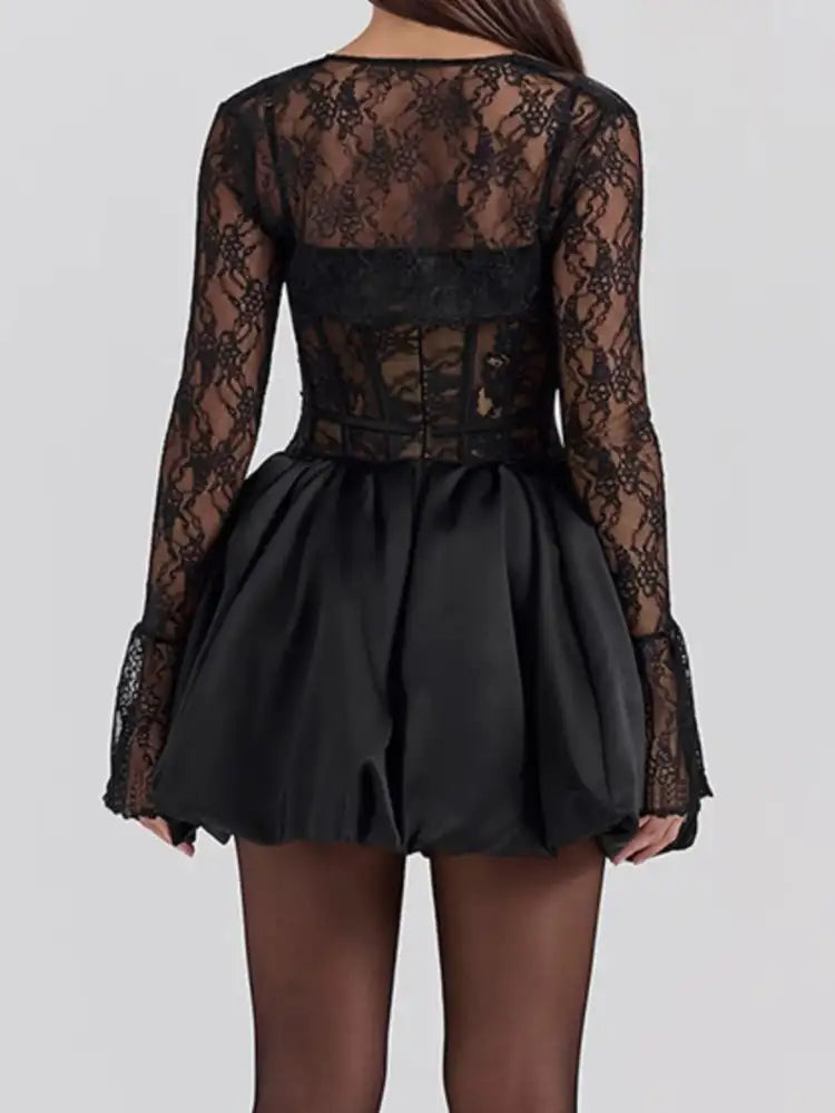 Sweetheart Neck Lace Dress and Cover Up Set