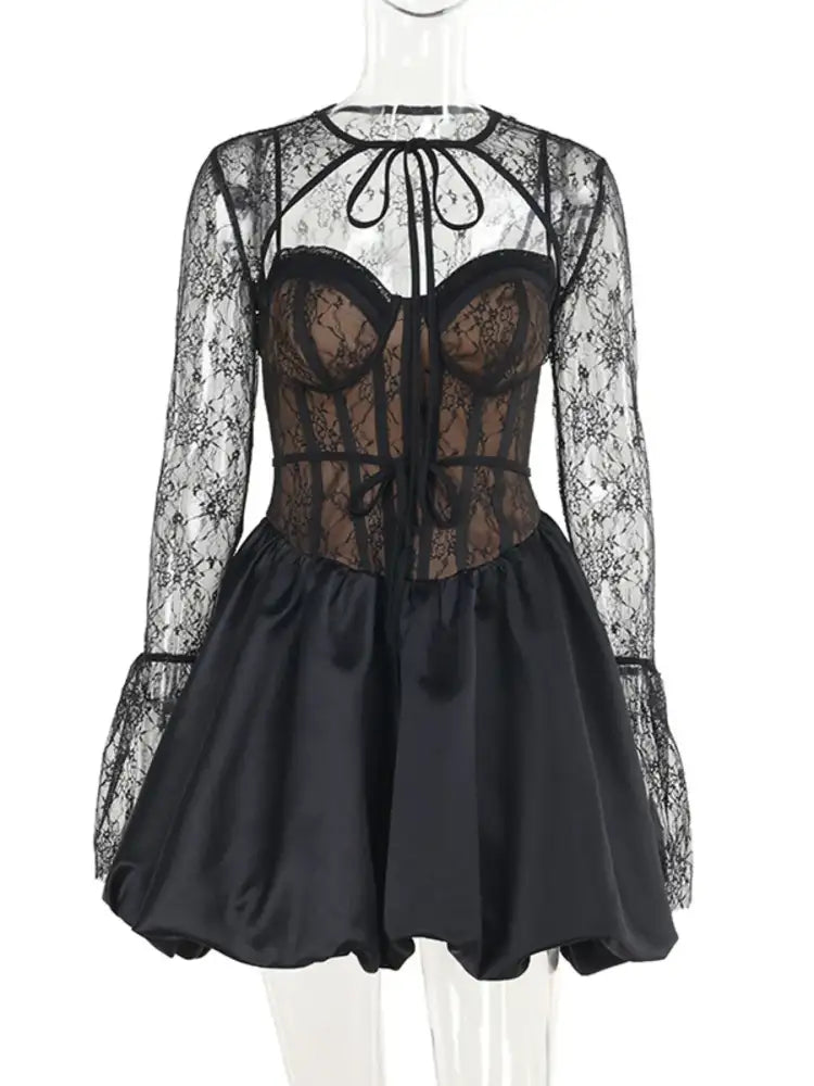Sweetheart Neck Lace Dress and Cover Up Set