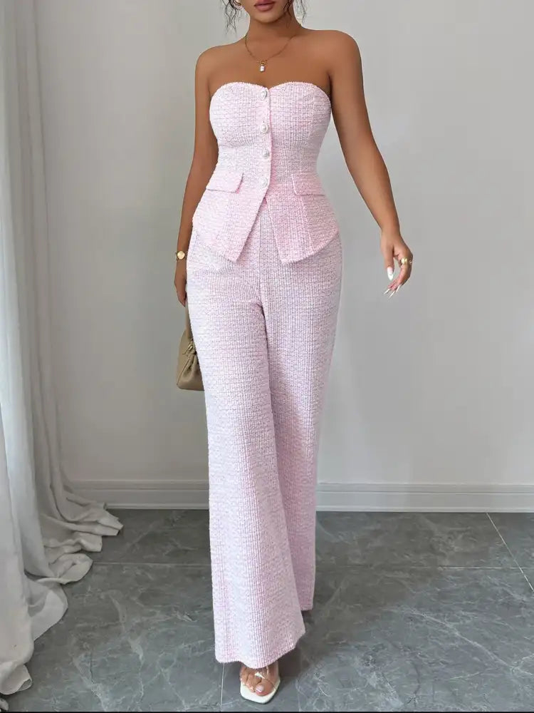 Sweetheart Neck Tube Top and Pants Set
