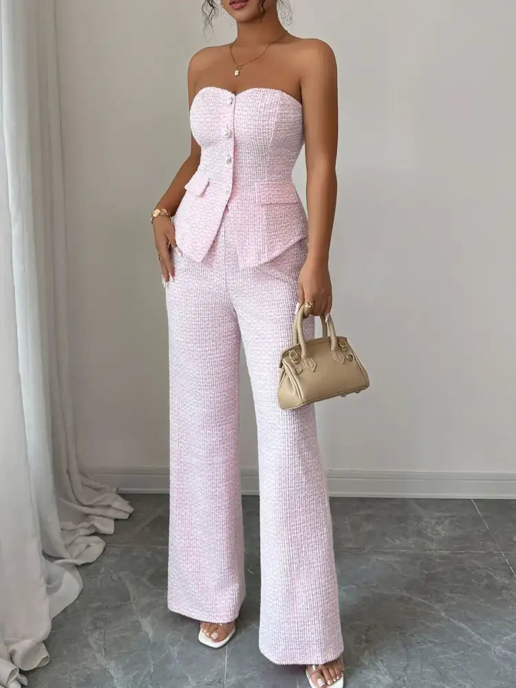 Sweetheart Neck Tube Top and Pants Set