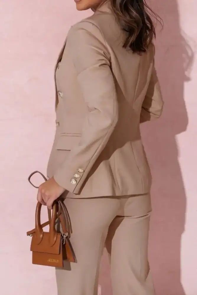 Tailored Blazer & Pants Set - Pink | woman’s double-breasted blazer trousers neutral